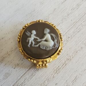 Rare Antique Gold Filled Venus & Cupid Cameo Scarf Slide/Slide Pendant
